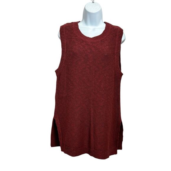 Ann Taylor LOFT Sleeveless Sweater Sz XL Rust Neutral Chunky Vest Long Top New - Picture 5 of 7